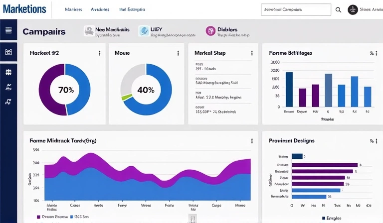 Digital marketing dashboard with charts and graphs, representing hospitality marketing success.