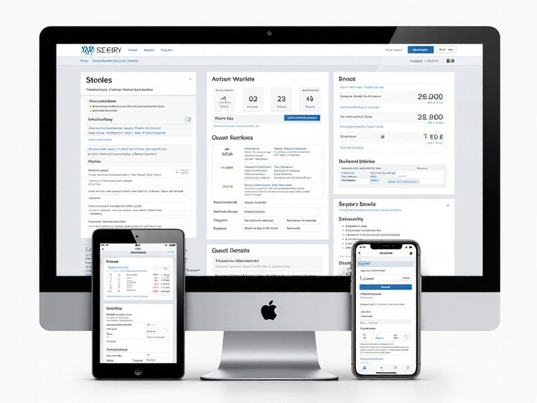 Clean, modern website booking interface on various devices (desktop, tablet, mobile), responsive design, no text, no specific brand elements.