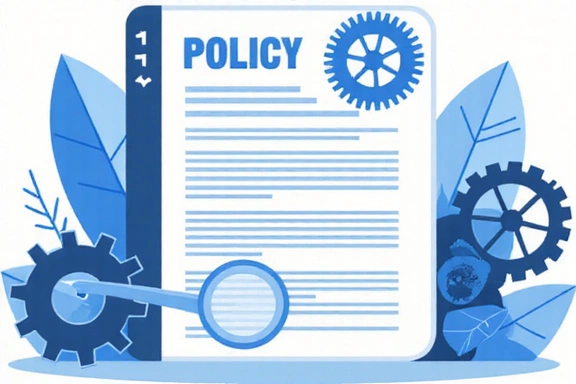 Policy document with gears